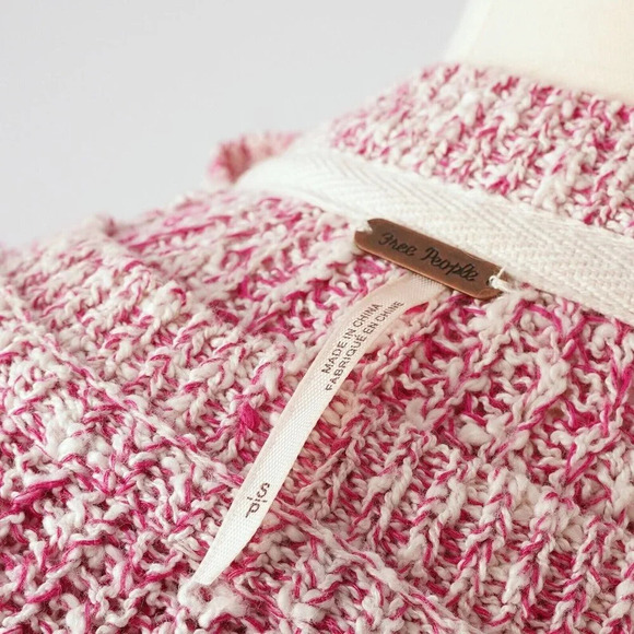 Free People Electric City Pink White Marled Scoop Neck Sweater - Picture 6 of 8